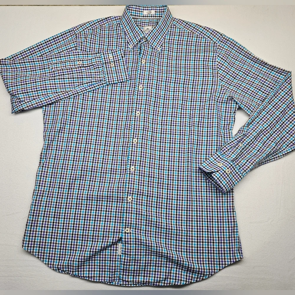 Peter Millar Crown Sport Gingham Check Long‎ Sleeve Button Down Shirt